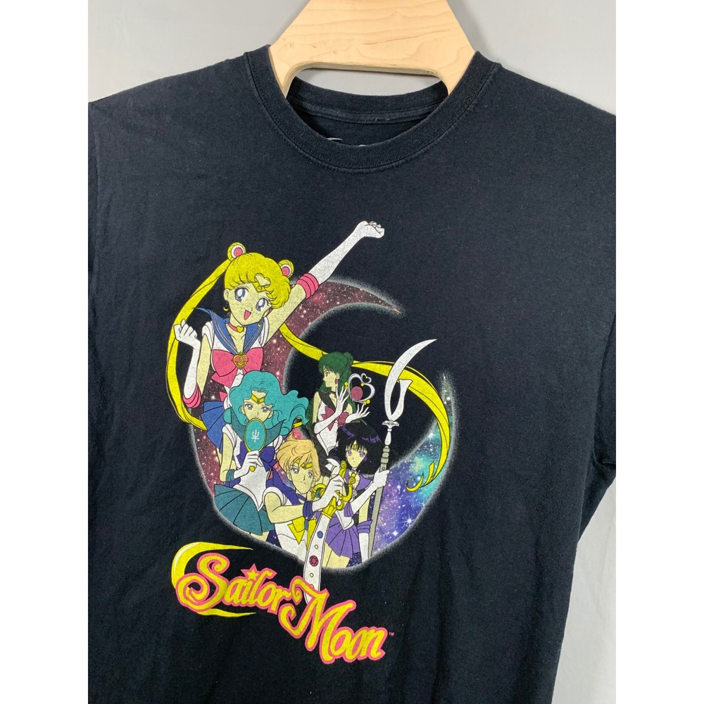Sailor Moon Graphic T-Shirt Mens Large Black Anime Sailor Guardians Crewneck Tee